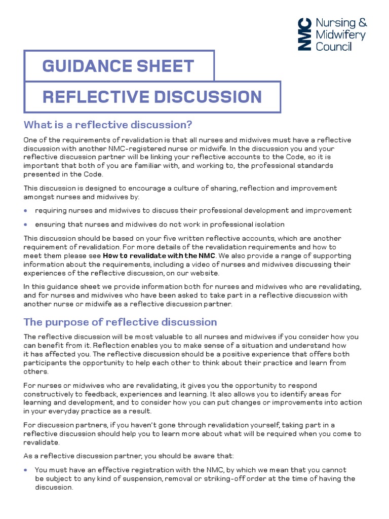 Reflective Discussion Guidance Midwife Nursing