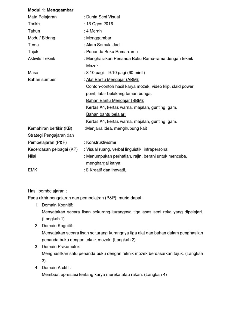 Penanda Buku Rama-rama Kreatif Mozek | PDF