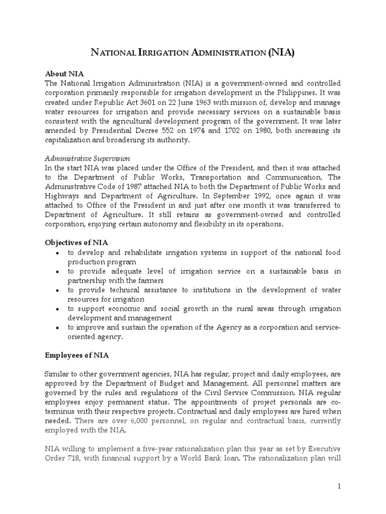 The National Irrigation Administration PDF United States Department