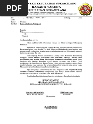 Contoh Surat Edaran Iuran Karang Taruna Schaal Yahya