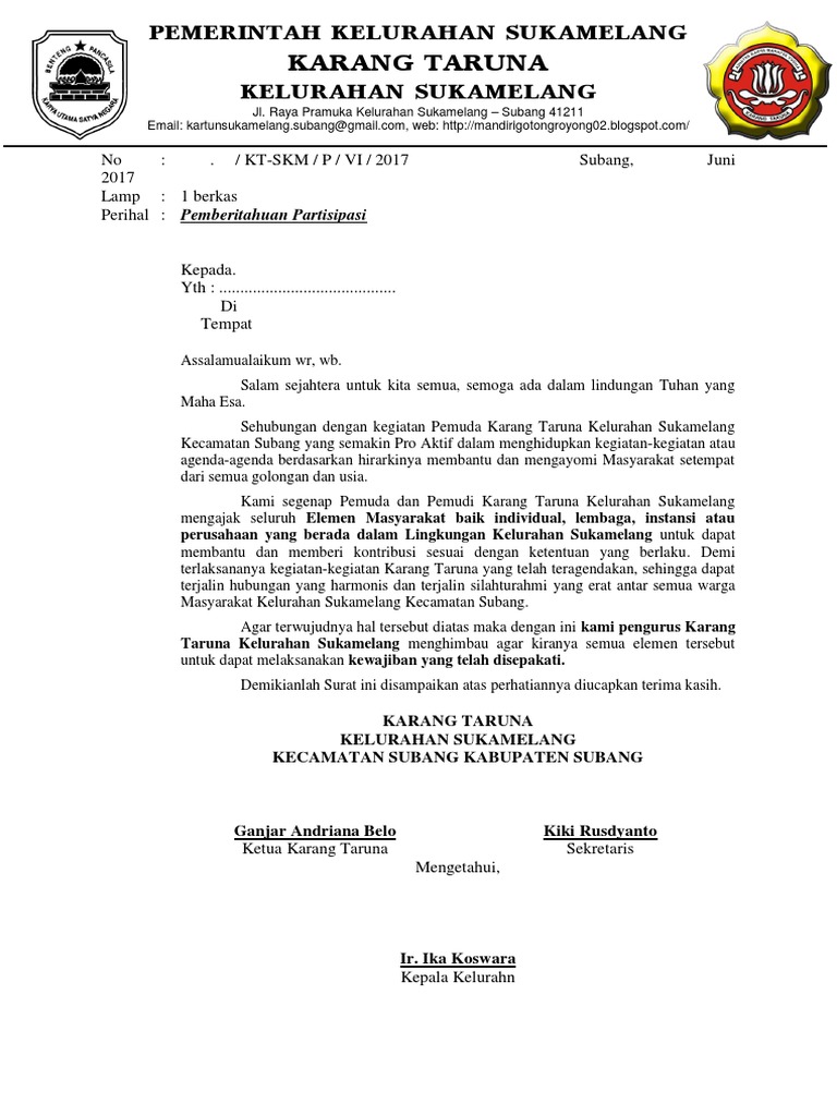 Contoh Surat Edaran Iuran Karang Taruna Azonnichemarketing