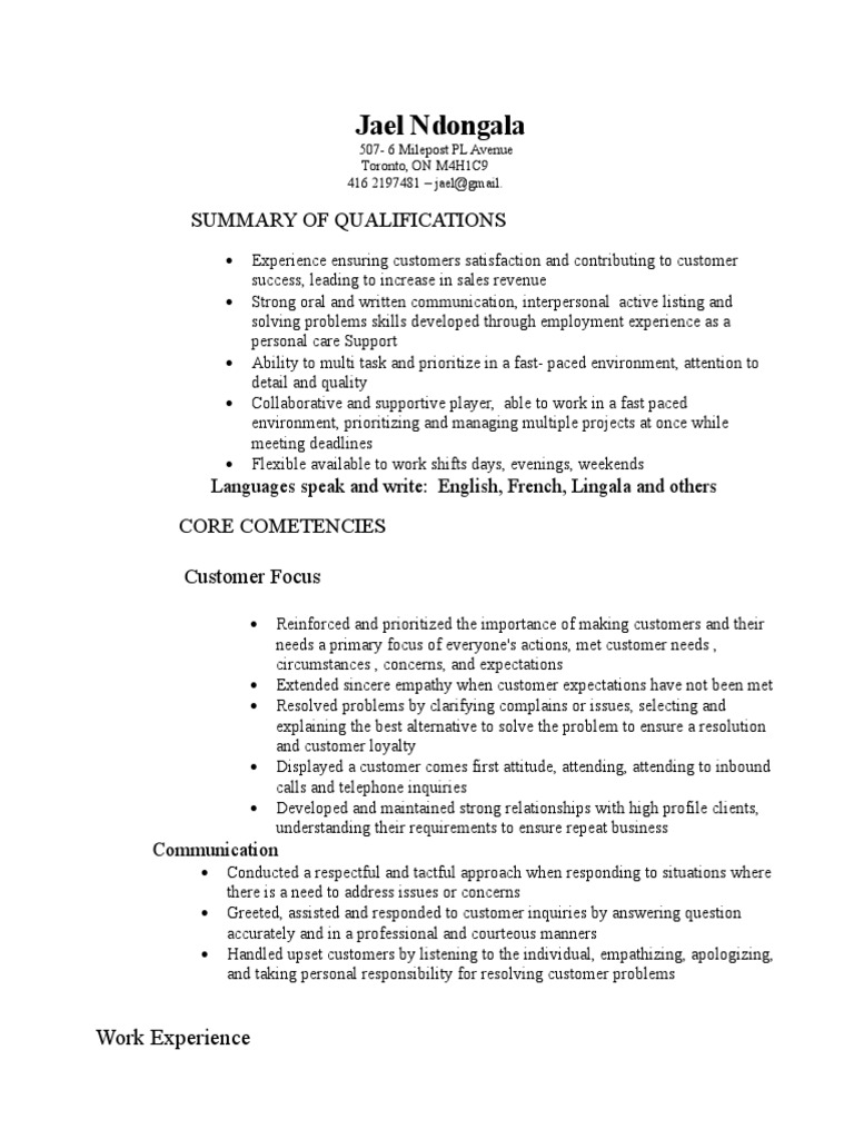Jael Resume PDF Empathy Attention
