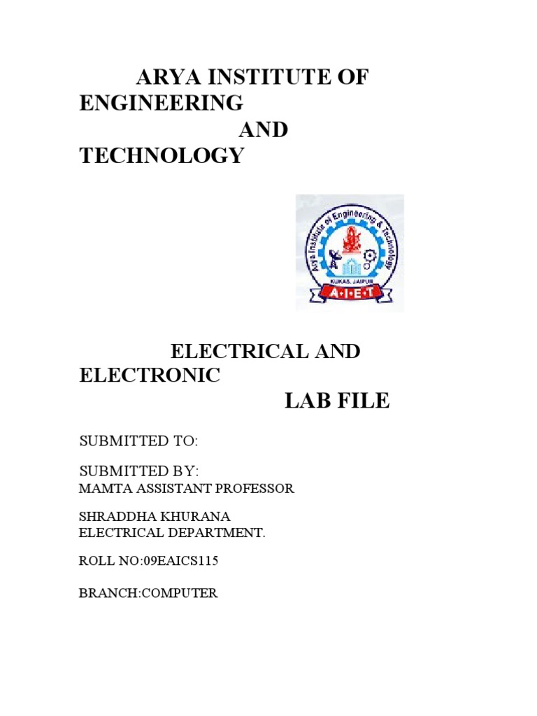 Electrical and Electronic Lab File | PDF | Technology & Engineering