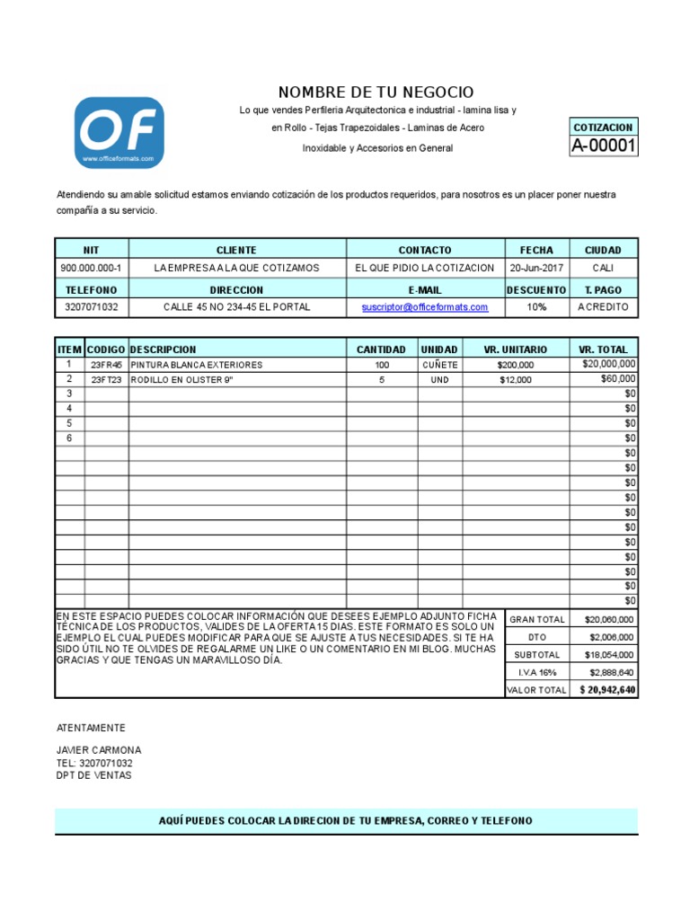 Formato-cotizacion.xls | Business