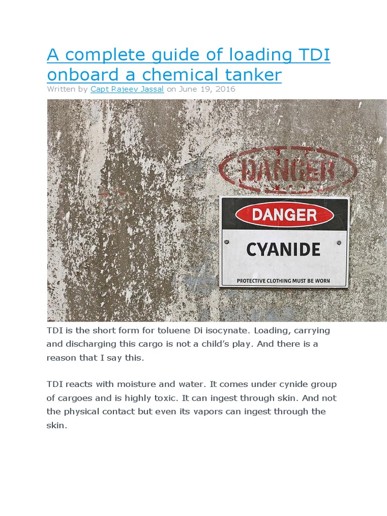 Loading TDI on Chemical Tankers Guide | PDF | Oil Tanker | Hvac