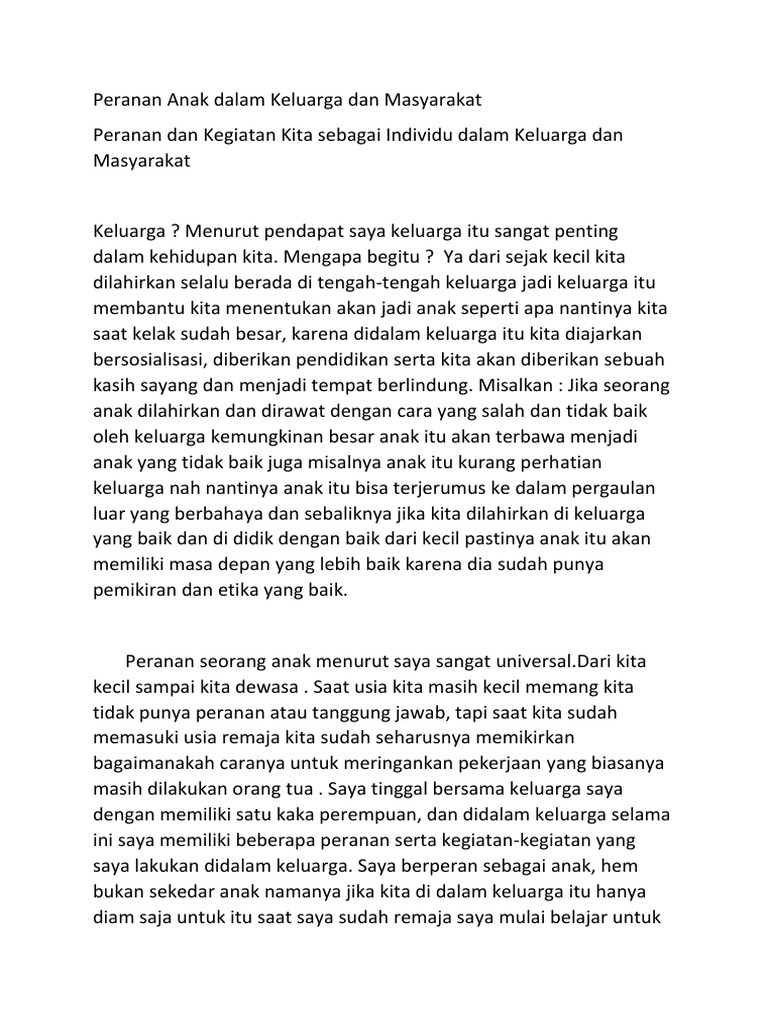 Peran Anak dalam Keluarga dan Masyarakat | PDF