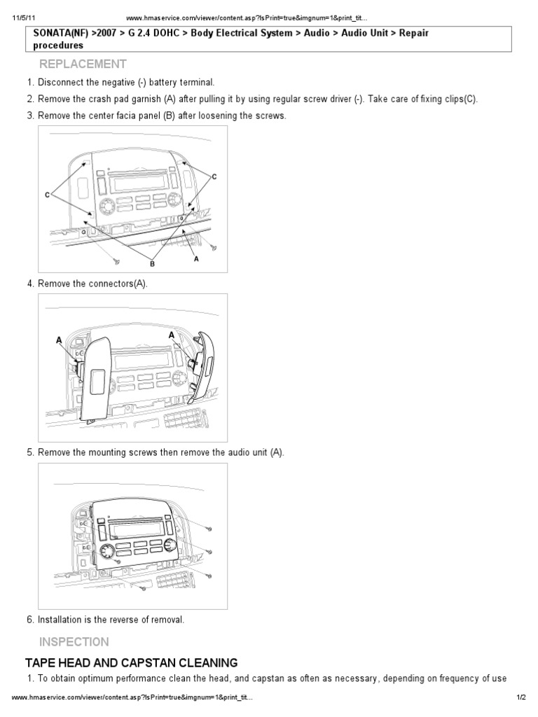 Replacement Tape Head and Capstan Cleaning PDF Devices Recording Devices