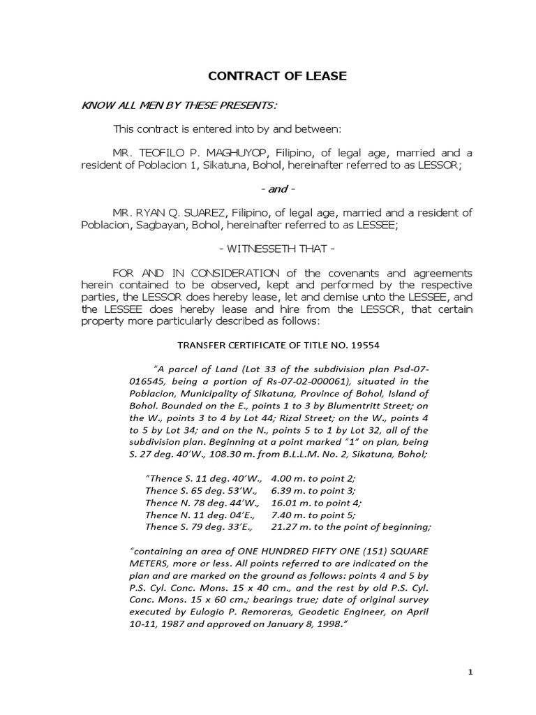 Contract of Lease Lease Justice