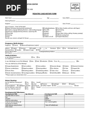 Pediatric History Form