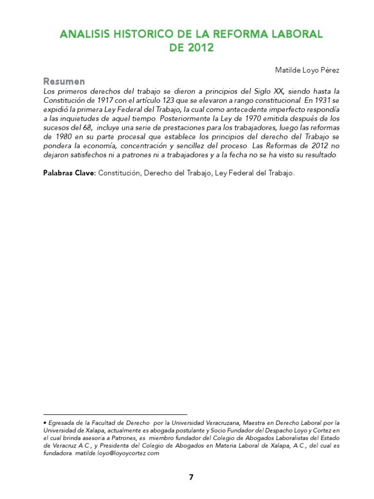Análisis de la Reforma Laboral 2012 | PDF | Derecho laboral | México