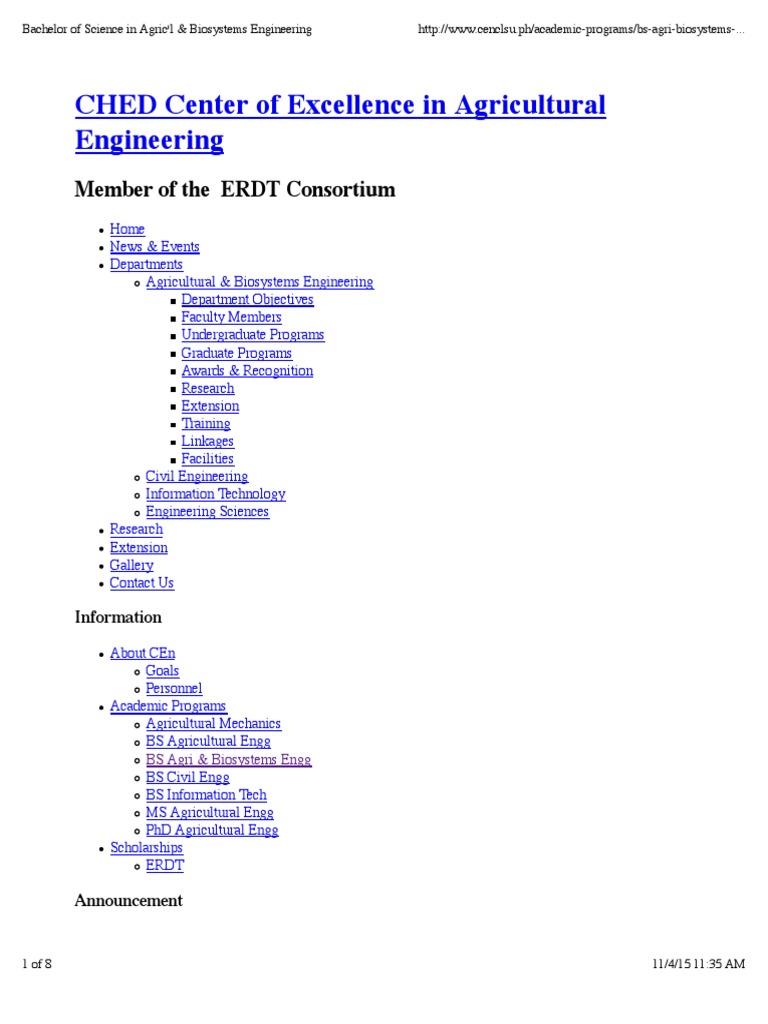 Bachelor of Science in Agric'l & Biosystems Engineering | PDF ...