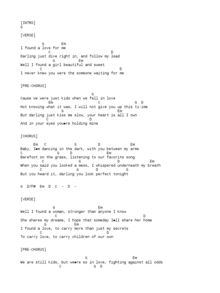 ed sheeran - perfect lyrics download pdf