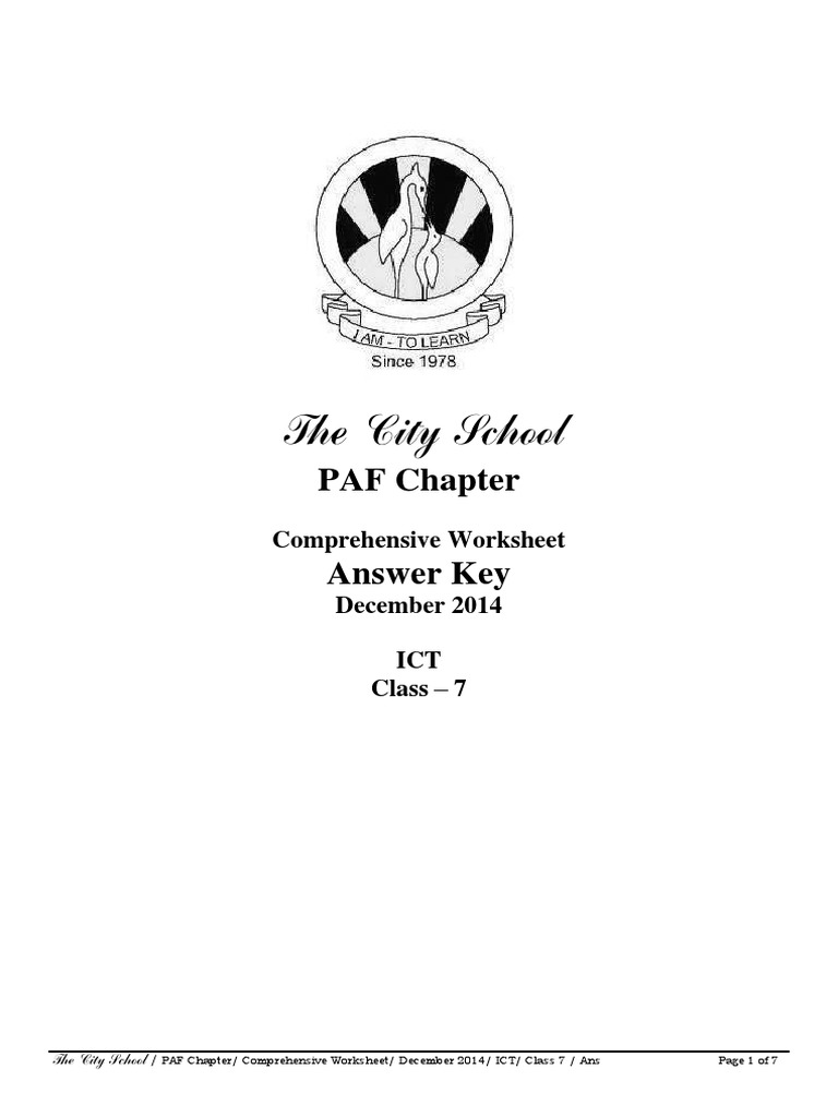 Ict 1st Comprehensive Worksheet Class 7 Ans Key | PDF | Network ...