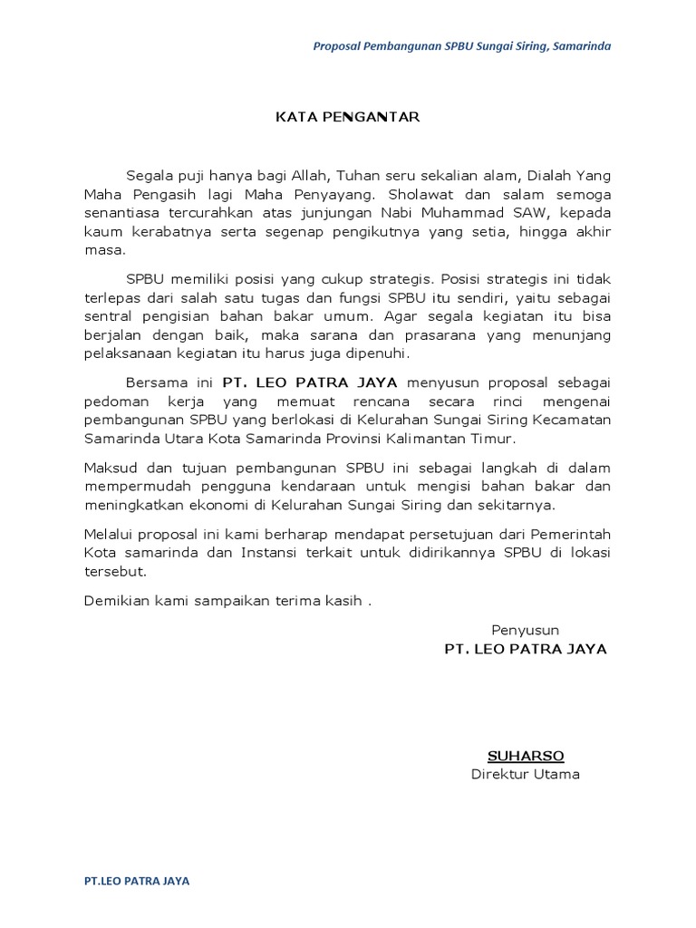 Proposal Pembangunan SPBU Sungai Siring | PDF