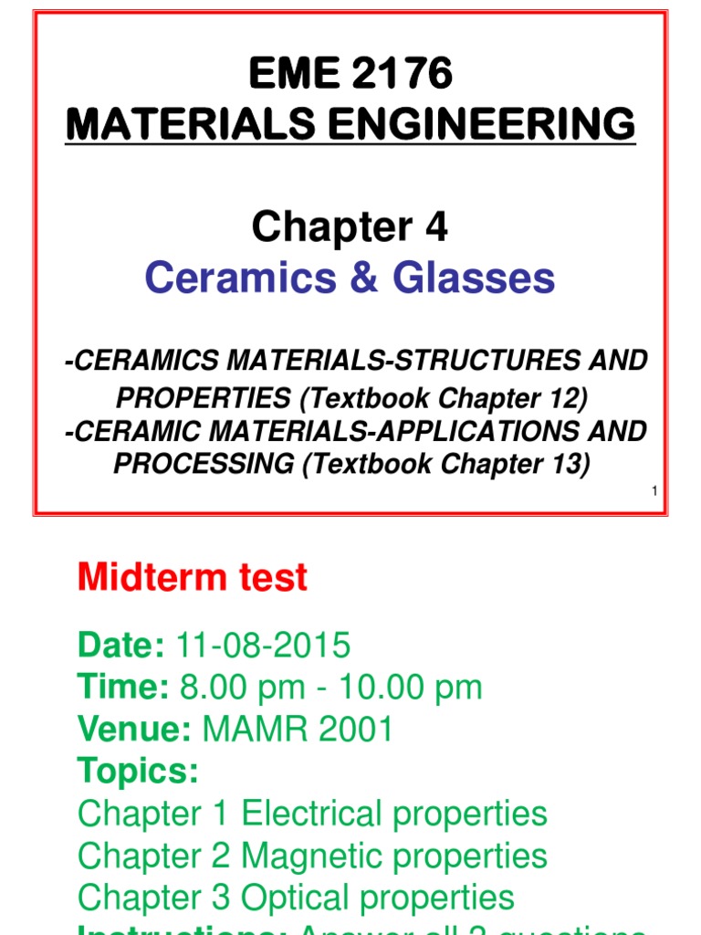 Ceramics and Glasses 1 | PDF | Ion | Silicon Dioxide
