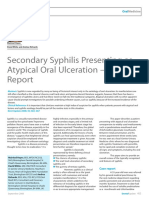 Secondary Syphilis Presenting As Atypical Oral Ulceration A Case