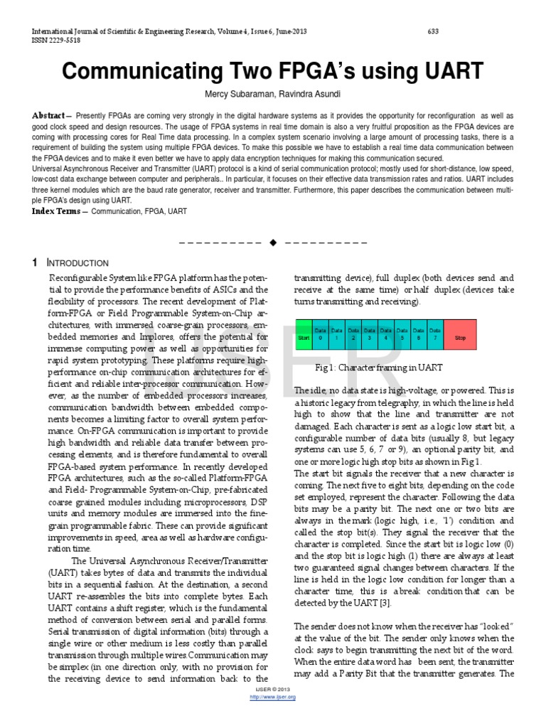 Communicating Two FPGAs Using UART PDF | PDF | Telecommunications ...