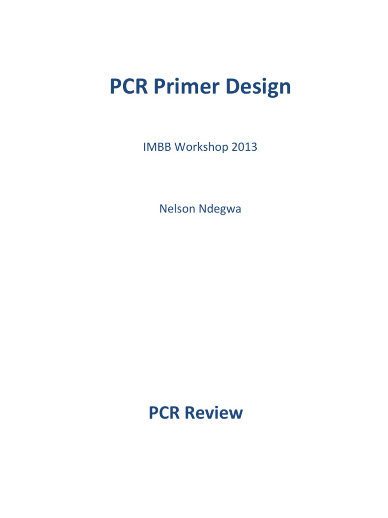 PCR Primer Design 2013 PDF | PDF | Primer (Molecular Biology ...