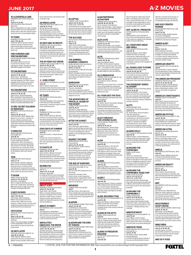 A Z Movies Leisure Entertainment General