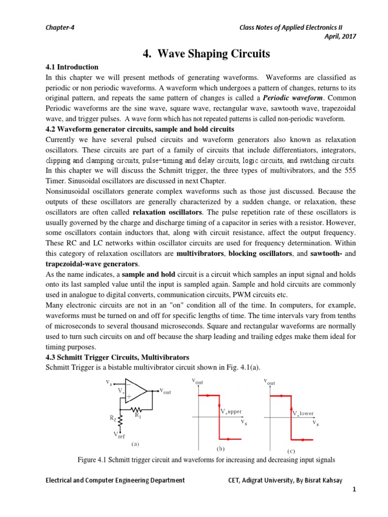 Wave Shaping Circuits PDF Electronic Oscillator