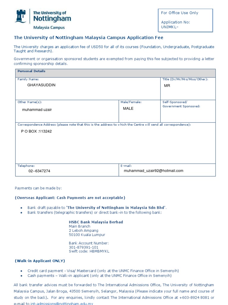 UNMCApplication Fee | PDF | Payments | Banking