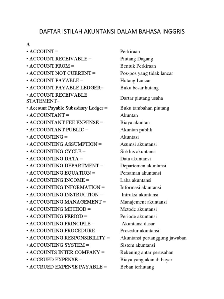 Daftar Istilah  Akuntansi Dalam Bahasa  Inggris  PDF