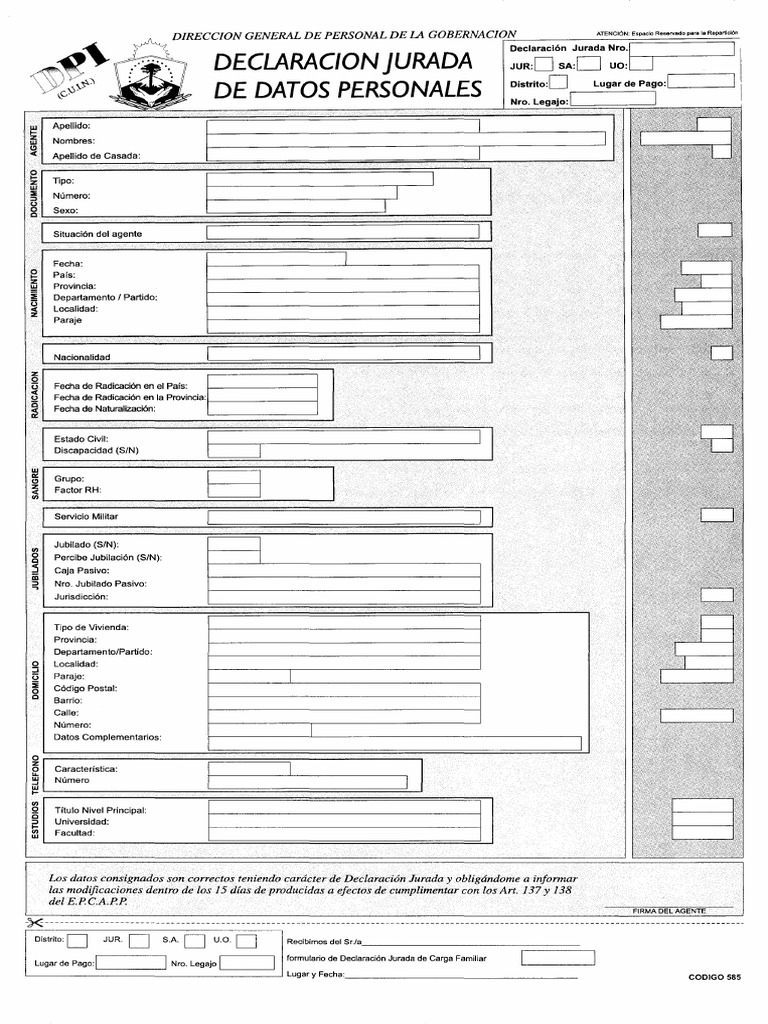 Declaracion Jurada de Datos Personales