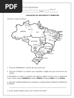 Prova de Geografia 2 Bimestr