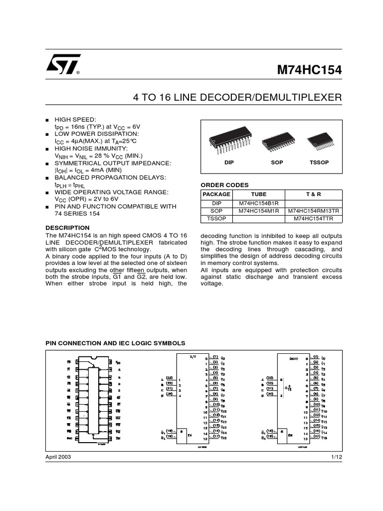 74154 | Download Free PDF | Electronic Circuits | Manufactured Goods