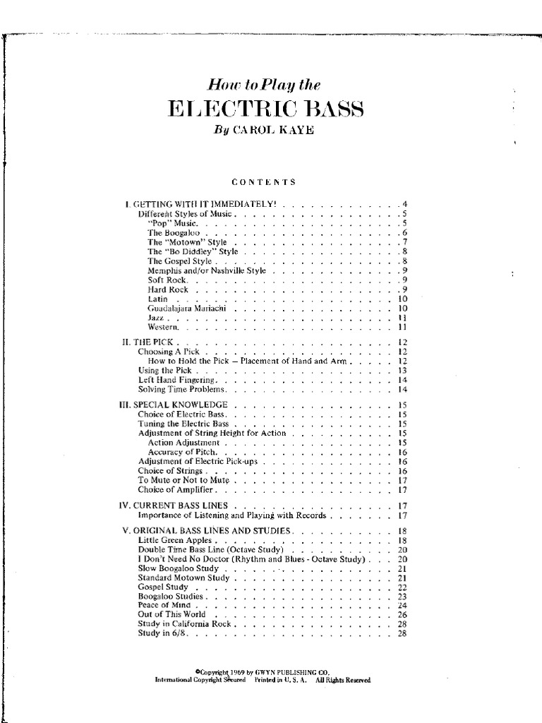 Carole Kaye How To Play The Electric Bass PDF PDF