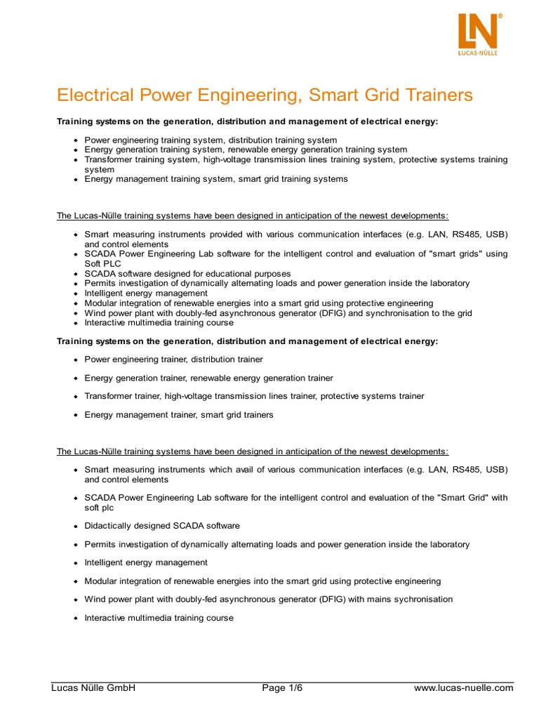 Electrical Power Engineering Training Systems | PDF | Electrical Grid ...