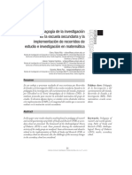 La Pedagogía de La Investigación en La Escuela Secundaria y La Implantación de Recorridos de Estudio e Invetigación en Matemática