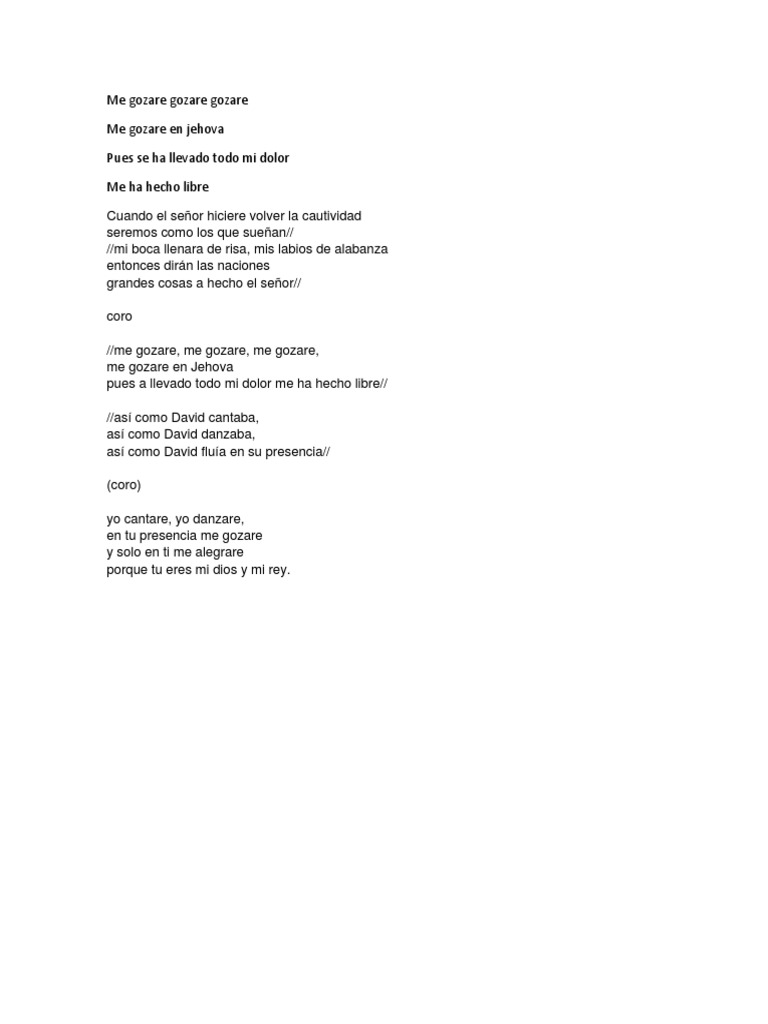 Letra Me Gozare Gozare Gozare | PDF | Entretenimiento (general)