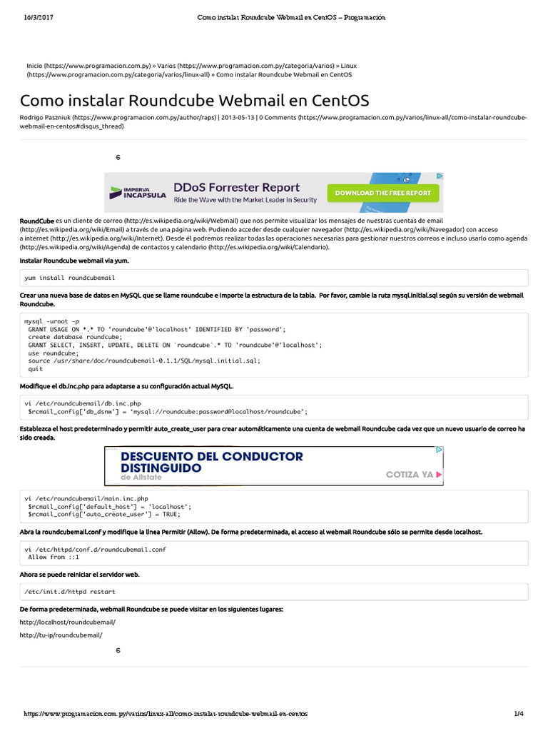 Como Instalar Roundcube Webmail en CentOS - Programación | PDF | SQL ...