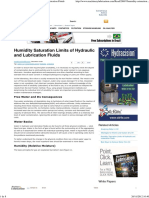 Humidity Saturation Limits of Hydraulic and Lubrication Fluids