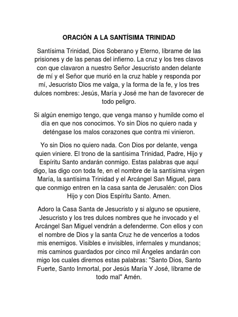 Oración a La Santísima Trinidad