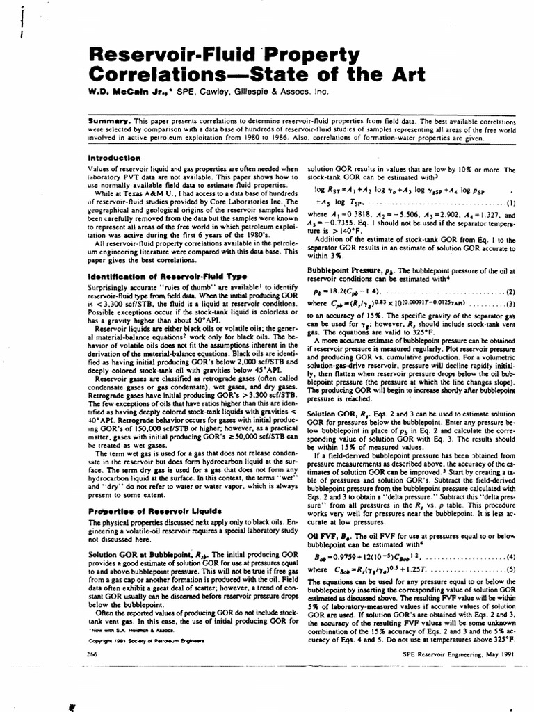 5Reservoir Fluid Property Correlations State of The Art PDF Gases