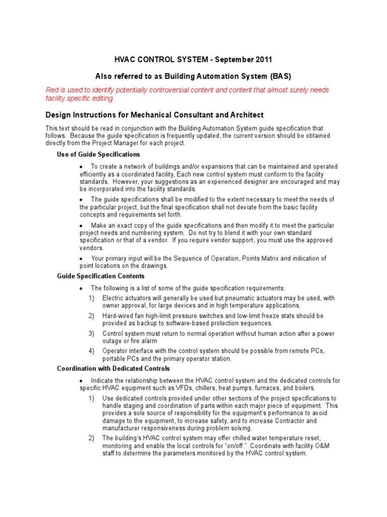 Sample HVAC Controls PDF Hvac Building Automation