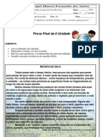 Avaliação Final de Geografia - 2a Unidade - 5 Serie