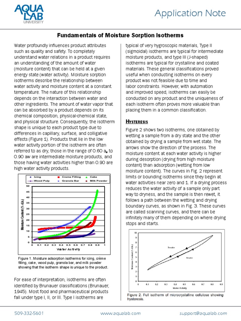 Fundamentals of Moisture Sorption Isotherms | PDF | Differential ...