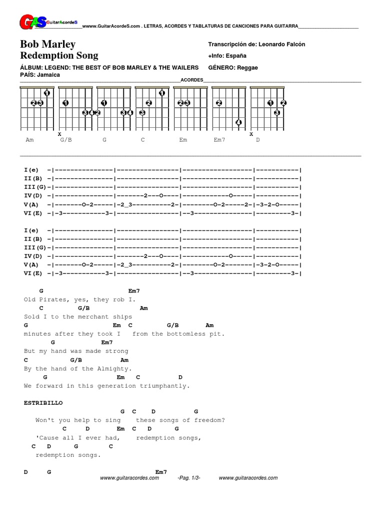 Redemtiop Bob Marley Songs Written