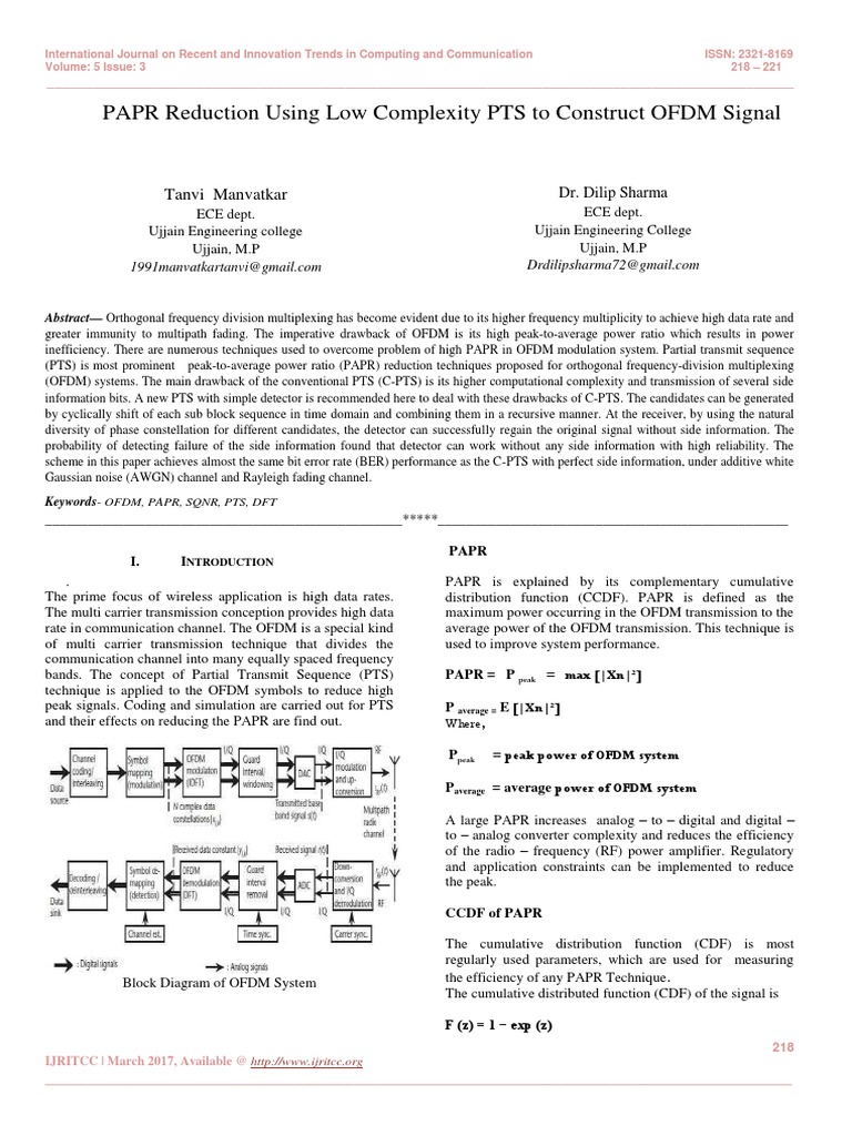 PAPR Reduction in OFDM Using PTS | PDF | Orthogonal Frequency Division ...