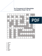 Solution for Crossword of E-Newsletter 'Homoeopathic Pulse' Vol. XI