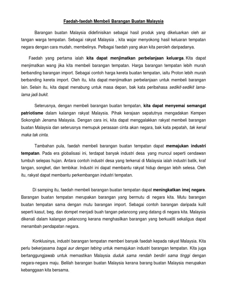 Contoh Karangan Bahasa Malaysia  PDF