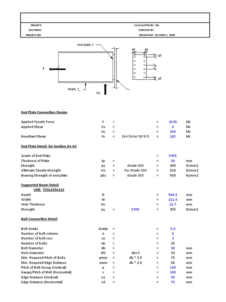 End Plate Connection Design Analysis | PDF | Screw | Buckling