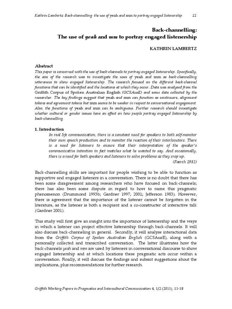 Back Channelling PDF Conversation Audience Measurement