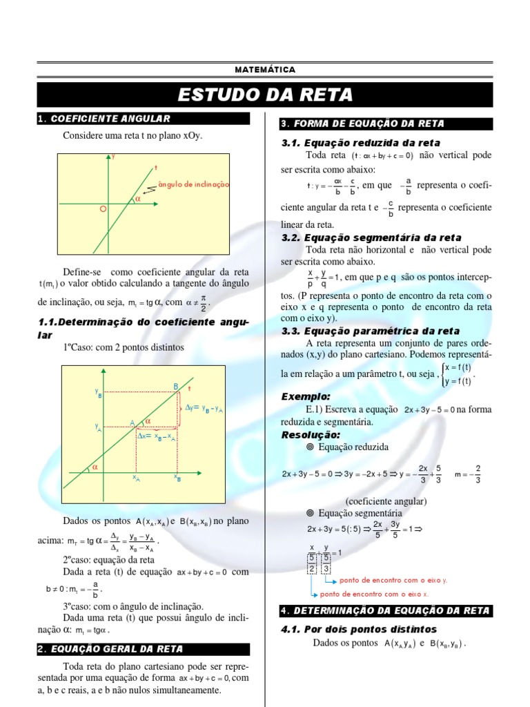 04-Estudo Da Reta | PDF | Geometria Euclidiana | Equações