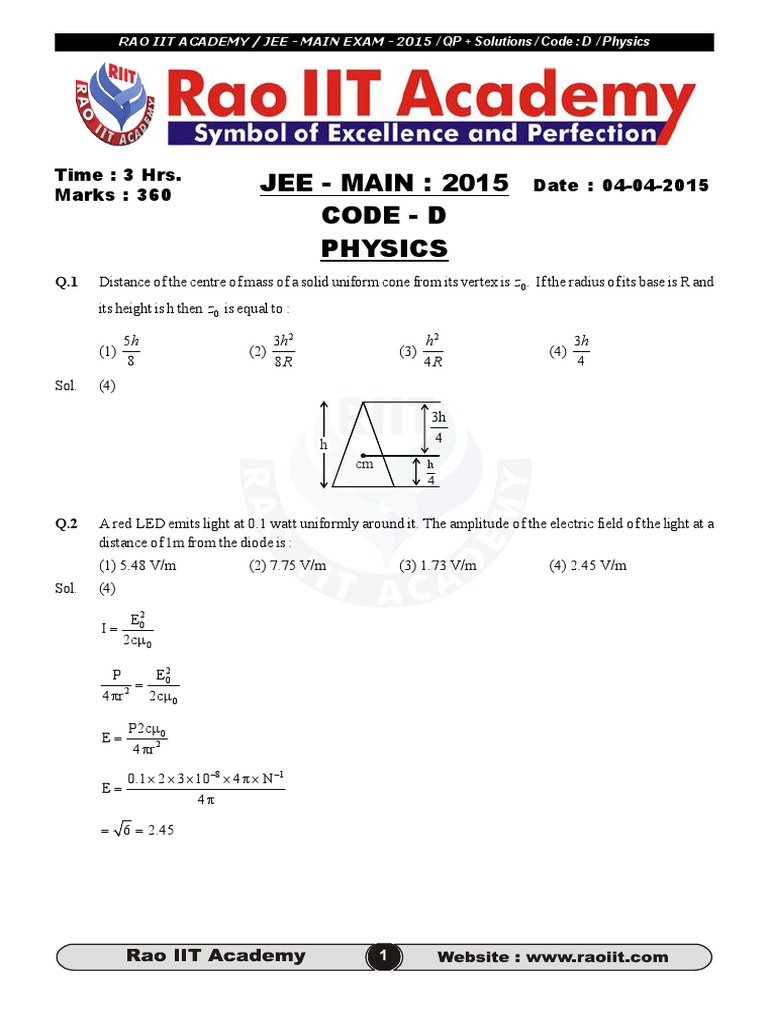 Jee Main Paper 1 Date