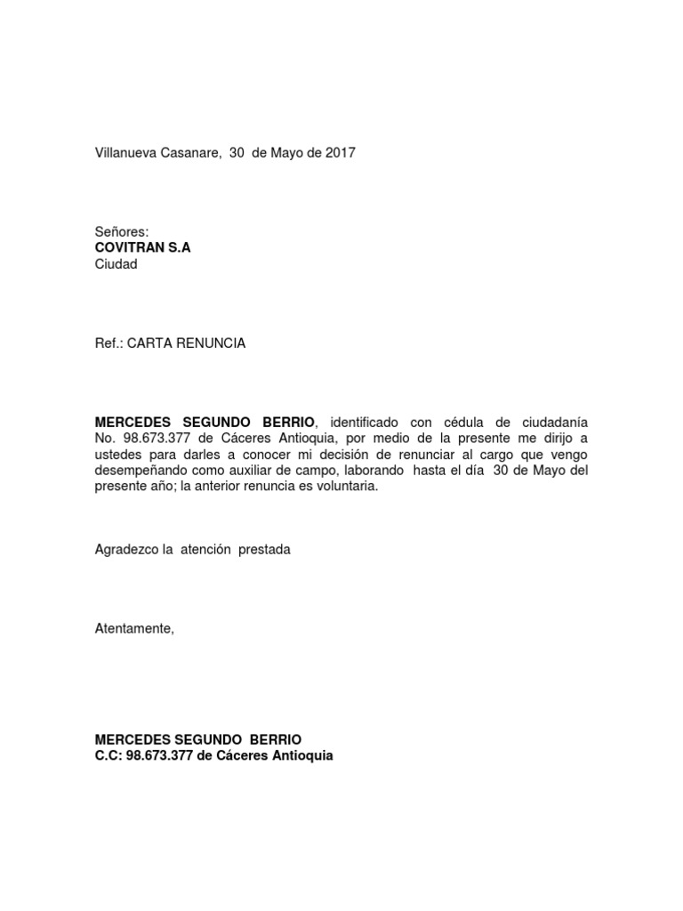 Carta Renuncia Pdf