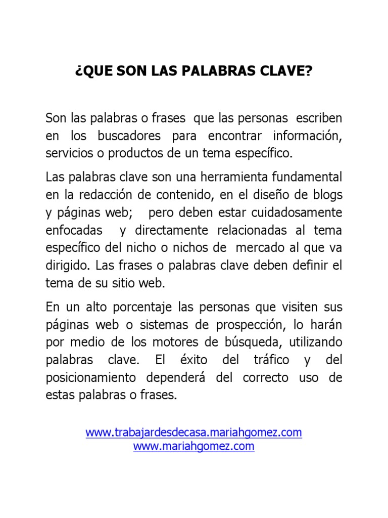 Qué Son Las Palabras Clave